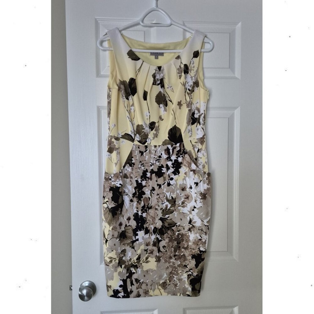 LAURA Sleeveless, Knee-Length Yellow Dress
